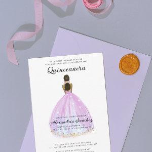 Elegant Purple and Gold Glitter Quinceanera