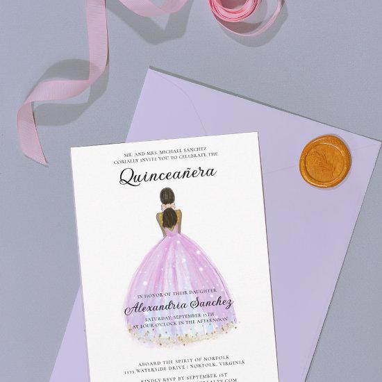 Elegant Purple and Gold Glitter Quinceanera