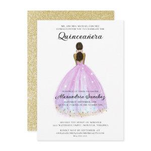 Elegant Purple and Gold Glitter Quinceanera