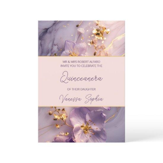 Elegant Purple and Gold Quinceañera