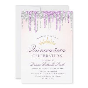 Elegant purple and silver glitter Quinceanera