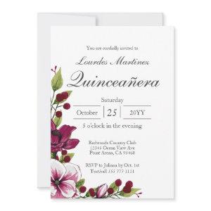 Elegant Purple Berry Watercolor Floral Quiceañera