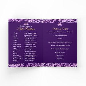 Elegant Purple Boho Gold Quinceañera Spanish Program
