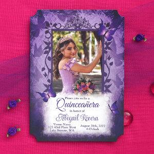 Elegant Purple Butterflies Quinceanera Princess