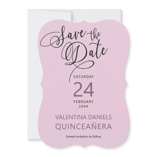 Elegant Purple Calligraphy and Photo Save The Date