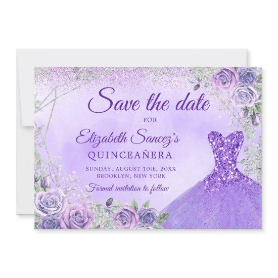 Elegant Purple Christmas Mis Quince Save The Date