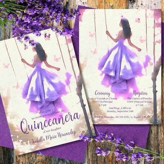 Elegant Purple Dreamy Dress Watercolor Quinceañera