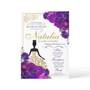 Elegant Purple Floral Quinceanera Birthday