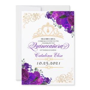 Elegant Purple Floral Quinceanera Birthday