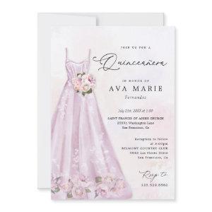 Elegant Purple Floral Quinceañera Birthday