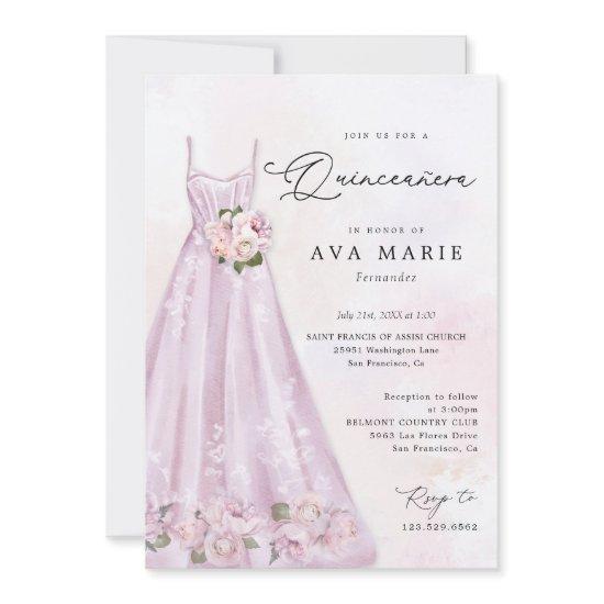 Elegant Purple Floral Quinceañera Birthday