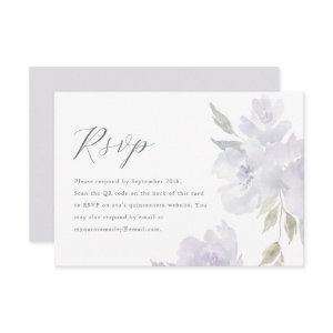 Elegant Purple Floral Quinceanera QR Code RSVP