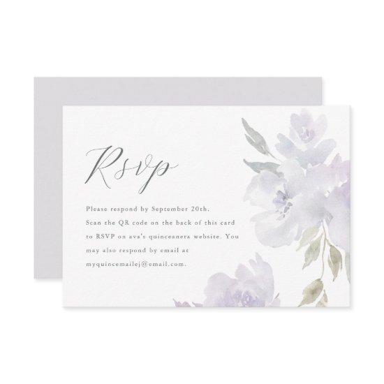 Elegant Purple Floral Quinceanera QR Code RSVP