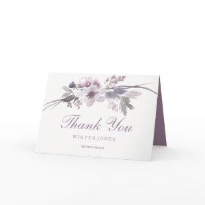 Elegant Purple Floral QuinceaneraThank You Thank You Card