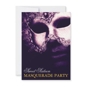 Elegant Purple Gold Sweet 16 Masquerade