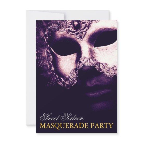 Elegant Purple Gold Sweet 16 Masquerade