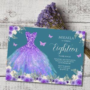 Elegant Purple Gown Floral 18th Birthday
