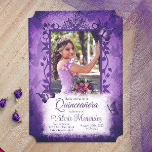 Elegant Purple Quinceanera Fancy Vine Photo Border