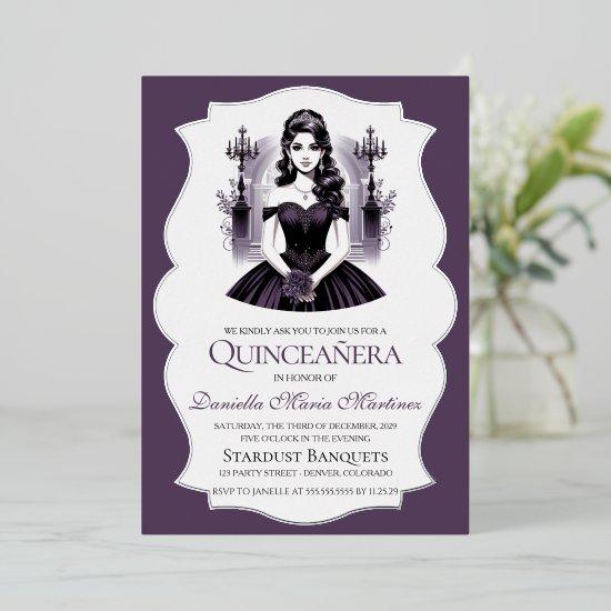 Elegant Purple Quinceañera Girl Foil