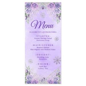 Elegant Purple Snowflake Christmas Mis Xv Años Menu