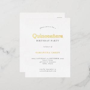 Elegant Quinceañera Birthday Party Glam Real  Foil  Postcard