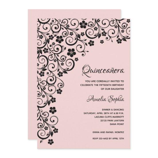 Elegant Quinceañera Black and Pink