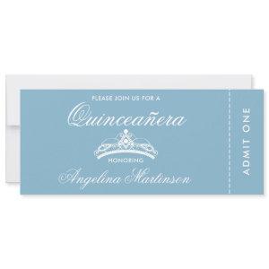 Elegant Quinceanera Blue and White Ticket