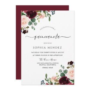 Elegant Quinceanera: Burgundy Red Wine Flowers