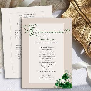 Elegant Quinceanera Emerald Green Roses Program