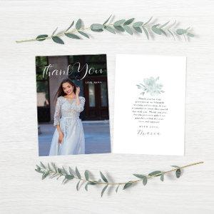 Elegant Quinceanera Floral Script Thank You Photo