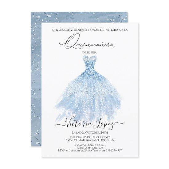 Elegant Quinceañera Glitter Sparkle Spanish Quince