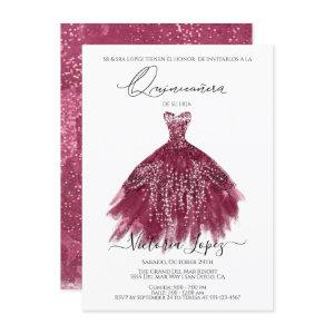 Elegant Quinceañera Glitter Sparkle Spanish Quince