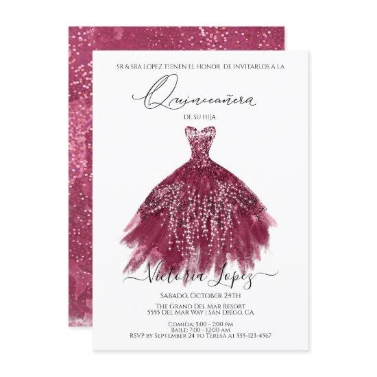 Elegant Quinceañera Glitter Sparkle Spanish Quince