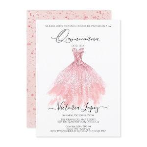 Elegant Quinceañera Glitter Sparkle Spanish Quince