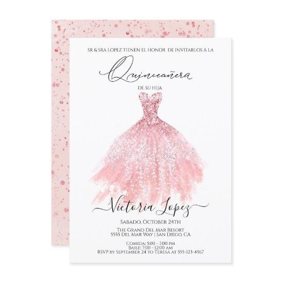 Elegant Quinceañera Glitter Sparkle Spanish Quince