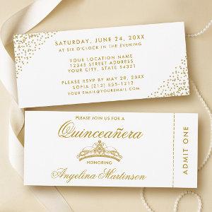 Elegant Quinceanera Gold and White Ticket