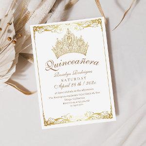 Elegant Quinceañera Gold Crown White