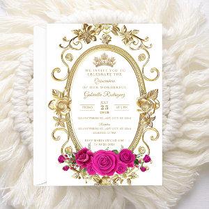 Elegant Quinceañera  Floral Gold Pink Z5