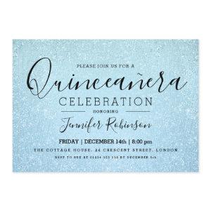 Elegant Quinceanera Party Blue Glitter Look Paint