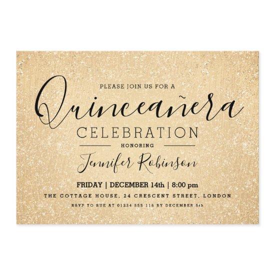 Elegant Quinceanera Party Gold Glitter Look Paint
