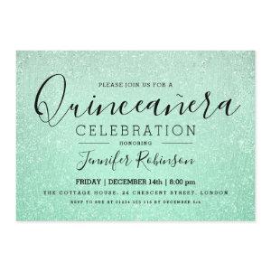 Elegant Quinceanera Party Mint Glitter Look Paint