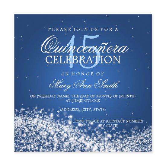 Elegant Quinceanera Party Sparkling Wave 2 Blue