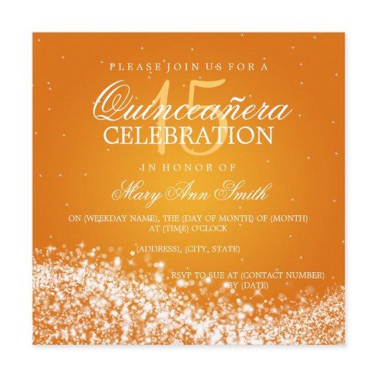Elegant Quinceanera Party Sparkling Wave 2 Orange