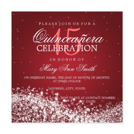 Elegant Quinceanera Party Sparkling Wave 2 Red