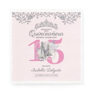 Elegant Quinceanera Princess Pink 15th Birthday In Napkins