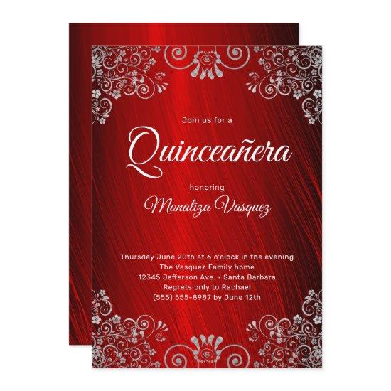 Elegant Quinceañera Ruby Red 15th Birthday