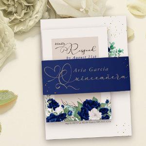 Elegant Quinceanera Script Royal Blue  Belly Band