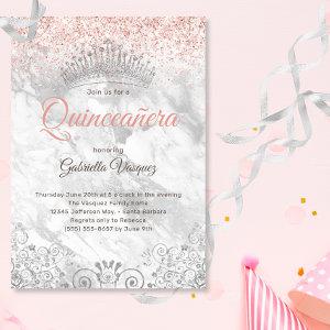 Elegant Quinceañera Tiara Pink Glitter Party