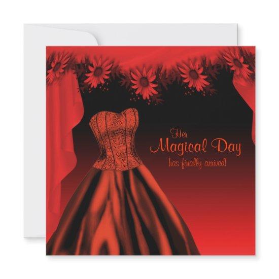 Elegant Red and Black Quinceanera