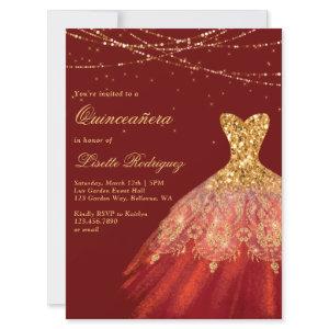 Elegant Red And Gold Dress Quinceanera